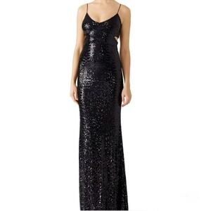 Badgley Mischka Black Sequin Cutout Gown NWT